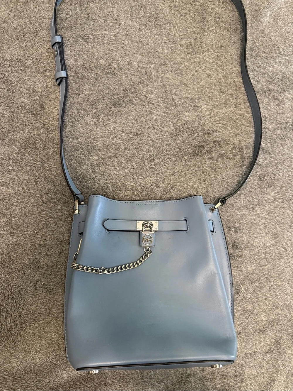 Michael Kors blue Leather Crossbody Bucket Bag by